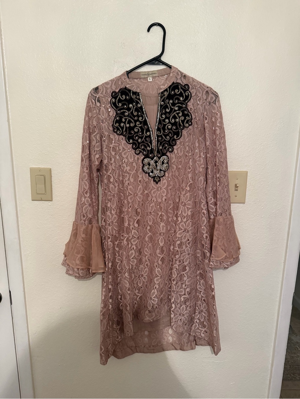 Embellished Lace Tunic Top - Dusty Rose